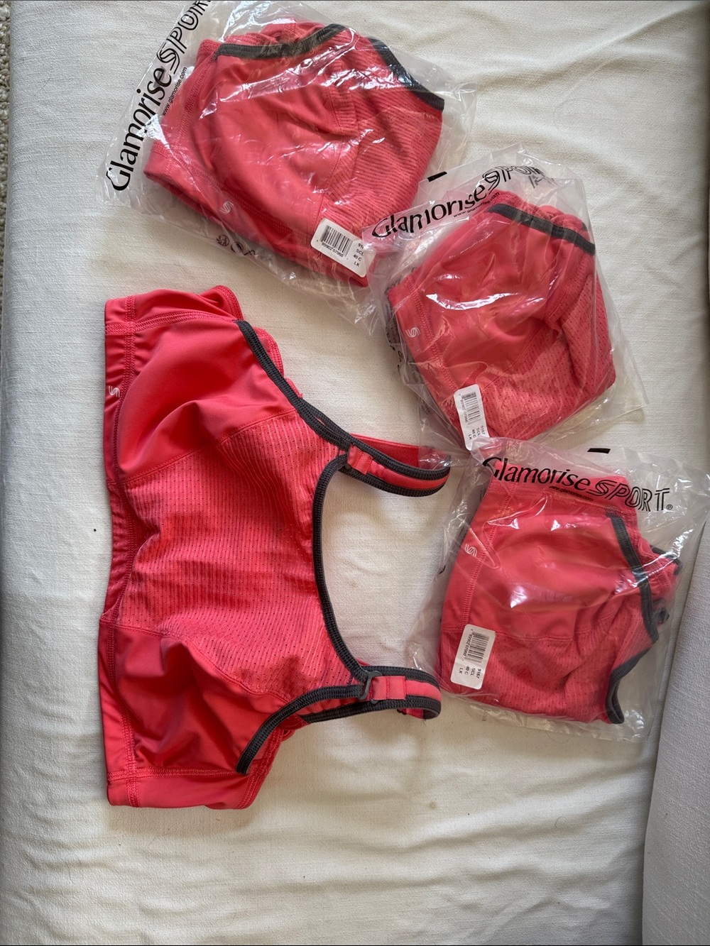 NWT Glamorise Coral Activewear Sports Bras with Grey Trim 40C (4)